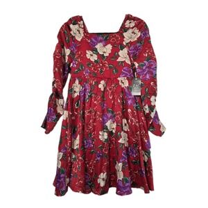 NWT Zac Posen Kids Girls Dress XL 14-16 Red Floral Long Ruched Fall Wedding